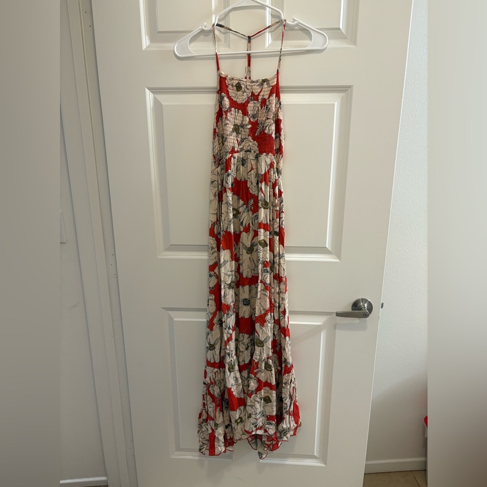 Free People Red and Green Spaghetti Strap Sundress